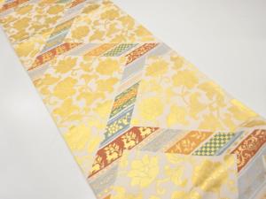 短冊唐花紋織り出し　袋帯